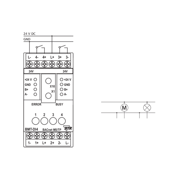 Module BACnet MS/TP avec 4 entrées digitales - BMT-DI4