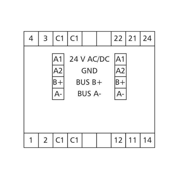 Module BACnet MS/TP avec 4 entrées digitales et 2 sorties relais - BMT-DIO4/2