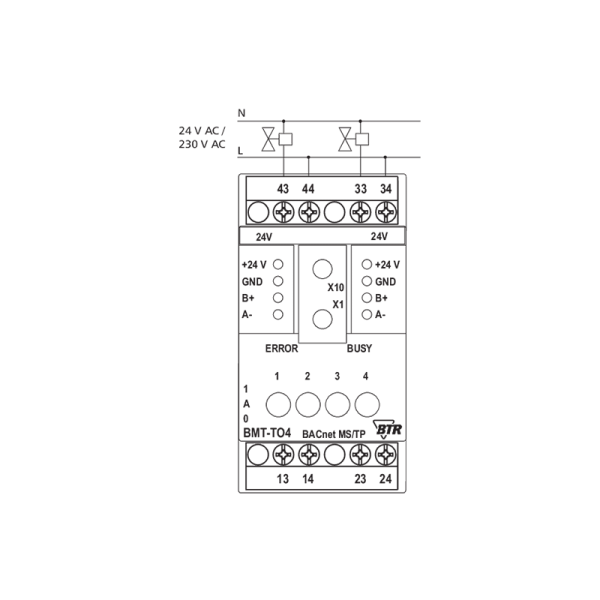 Module BACnet MS/TP avec 4 sorties Triac - BMT-TO4