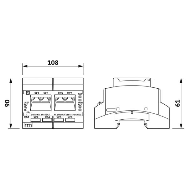 Switch Ethernet Industriel 8 ports RJ45 - FL SWITCH 1108 REG