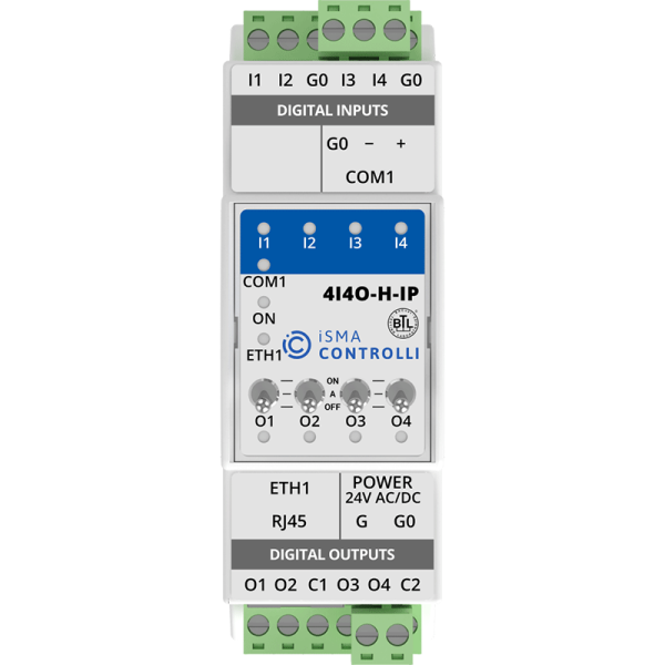 Module entrées-sorties digitales BACnet IP ou Modbus IP - iSMA-B-4I4O-H-IP