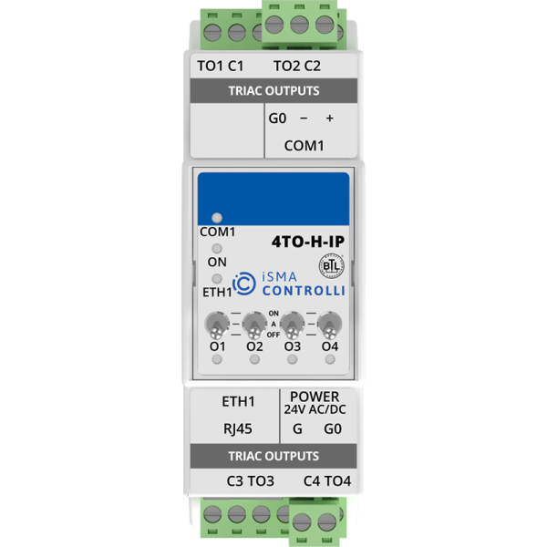 Module sorties digitales, Modbus IP ou BACnet IP - iSMA-B-4TO-H-IP