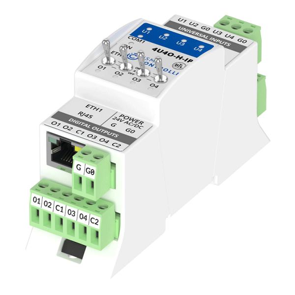 Module entrées-sorties analogiques et digitales Modbus IP ou BACnet IP - iSMA-B-4U4O-H-IP