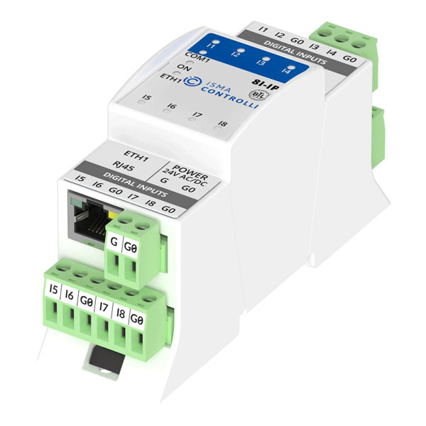 Module entrées digitales, Modbus IP ou BACnet IP - iSMA-B-8I-IP