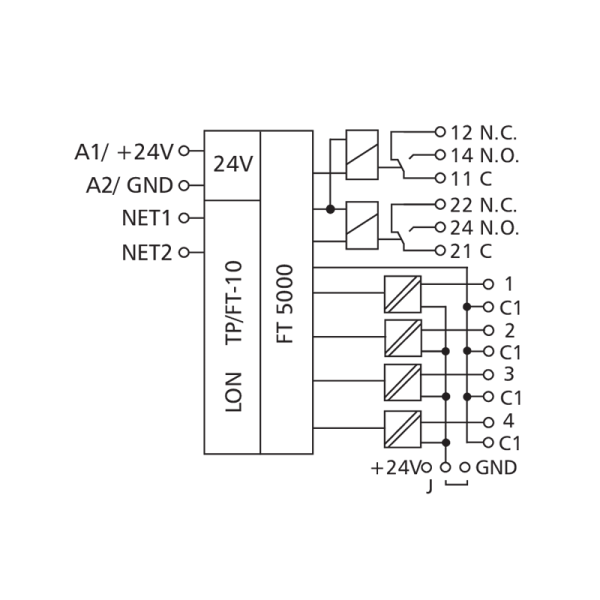 Modules entrées-sorties 4DI & 2DO - LonWorks® FTT10 - LF-DIO4/2