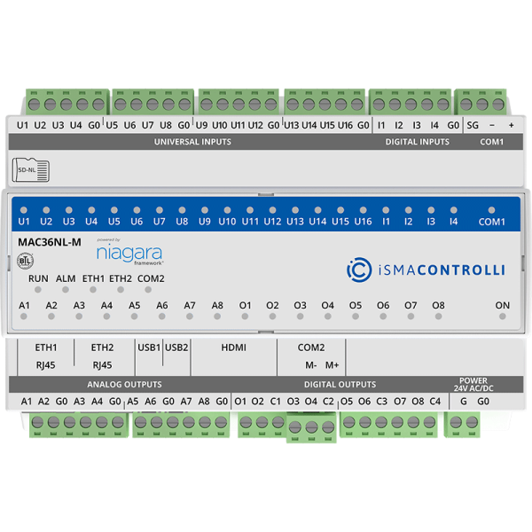 MAC36NL-M Automate serveur Web Niagara 4 avec 36 entrées-sorties embarquées - 1 x M-Bus série