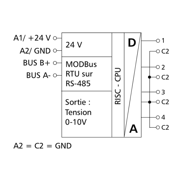 Module entrées-sorties 4AO - Modbus RS485 - MR-AO4