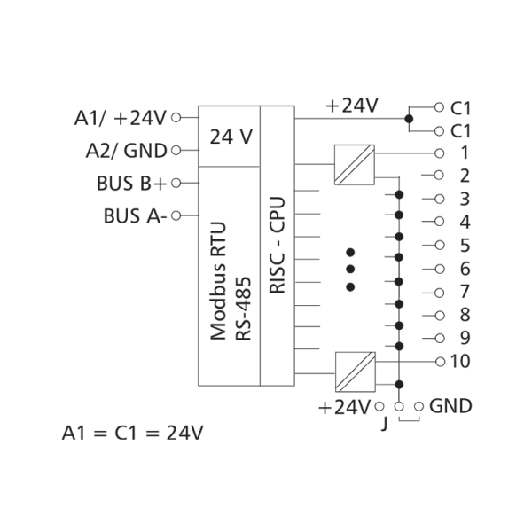 Module entrées-sorties 10DI - Modbus RS485 - MR-DI10