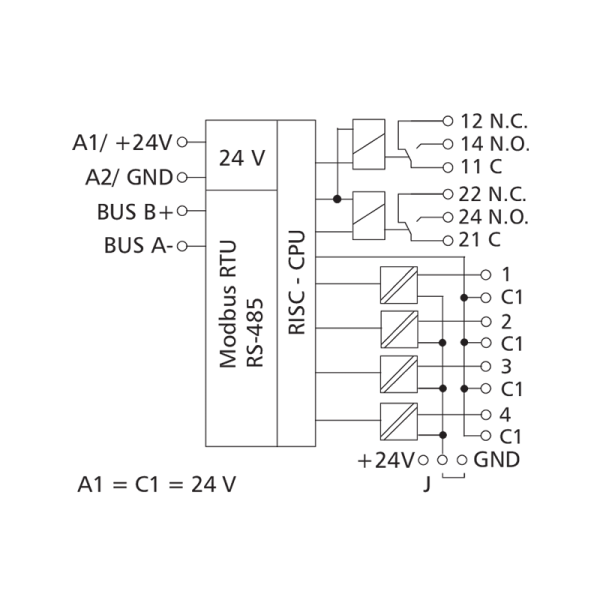 Module entrées-sorties 4DI - Modbus RS485 - MR-DIO4/2