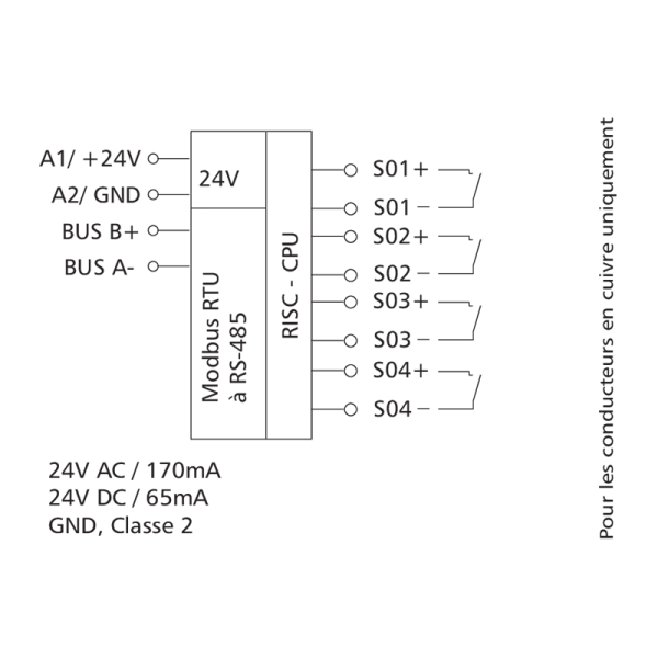 Module entrées-sorties 4DI - Modbus RS485 - MR-SI4