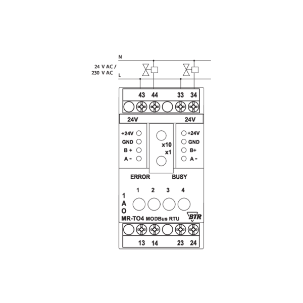 Module entrées-sorties 4TO - Modbus RS485 - MR-TO4