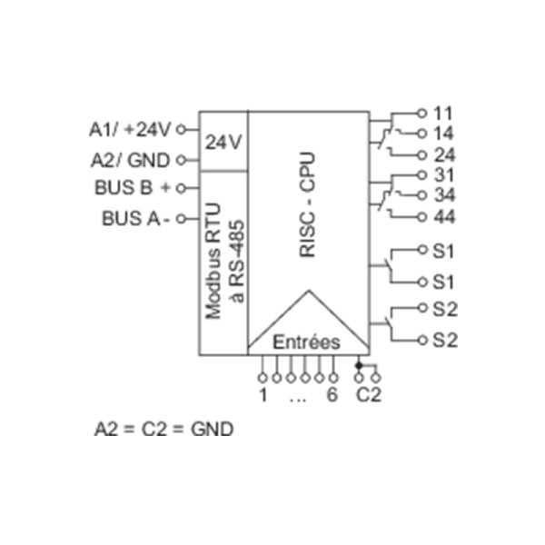 Module entrées-sorties 6DI & 2+2DO - Modbus RS485 - MR-TP