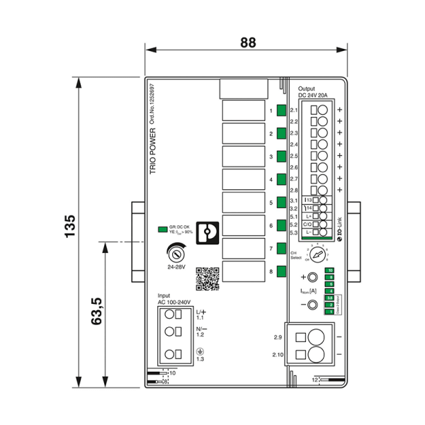 Alimentation à découpage primaire - TRIO3-PS/1AC/24DC/20/8C/IOL